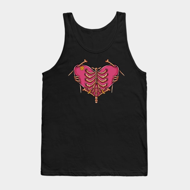 Until Death Do Us Part - Skeleton Chest Heart Tank Top by thepinecones